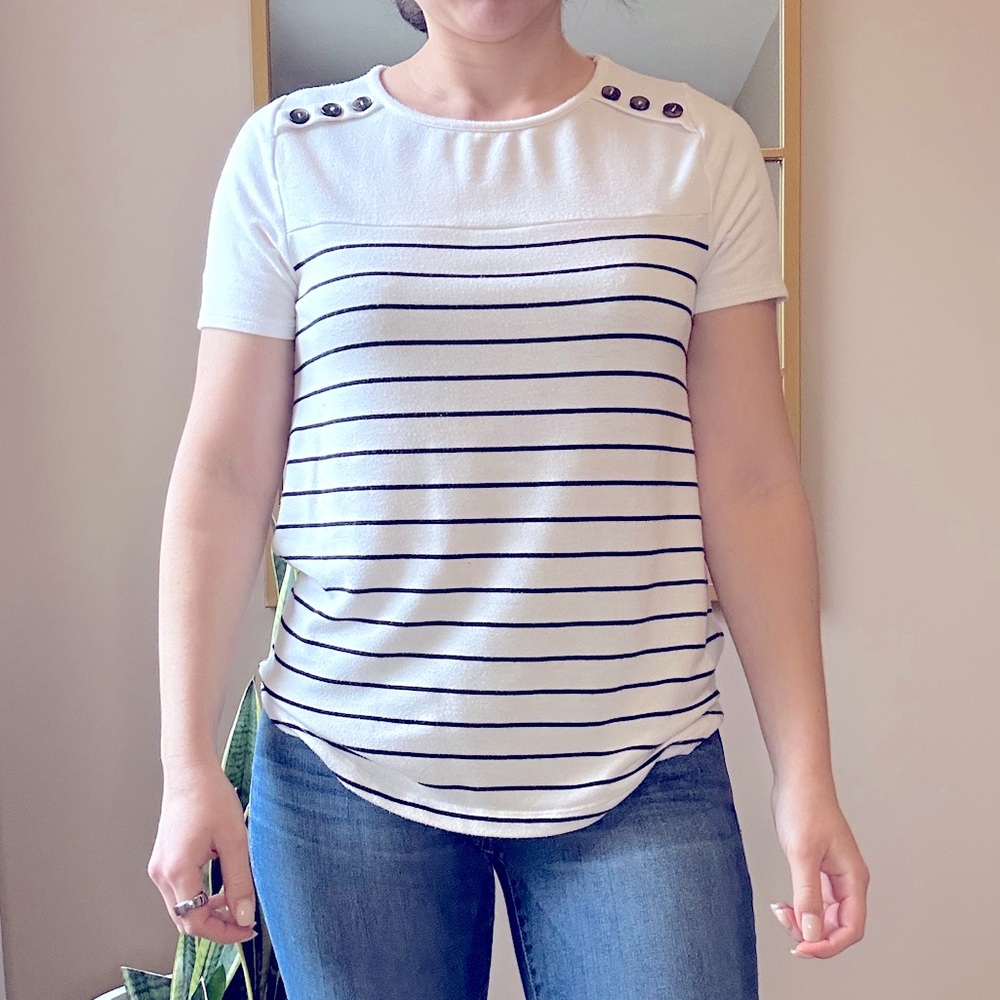 Striped Button Detail Shirt